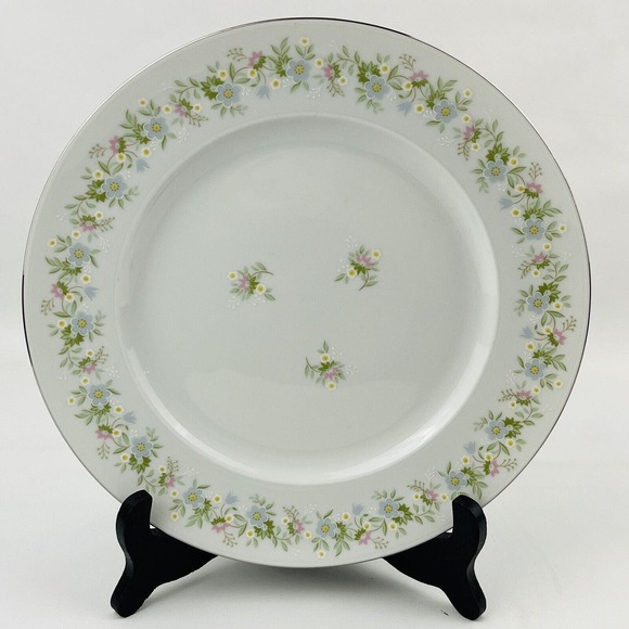 Johann Haviland Forever Spring Dinner Plate‎ Pastel Flowers Silver Rim 10" - Picture 1 of 5